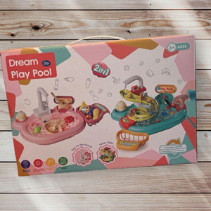 اسباب بازی سینک ظرفشویی و سرسره ماهی صورتی Dream Play Pool 2 in 1_اسباب بازی